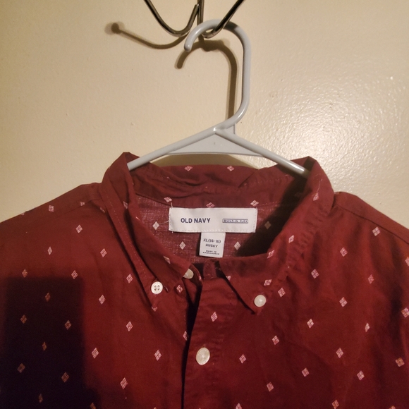 Old Navy Burgundy Short Sleeve Button Up Size Boys Husky XL 14-16 - Picture 4 of 6